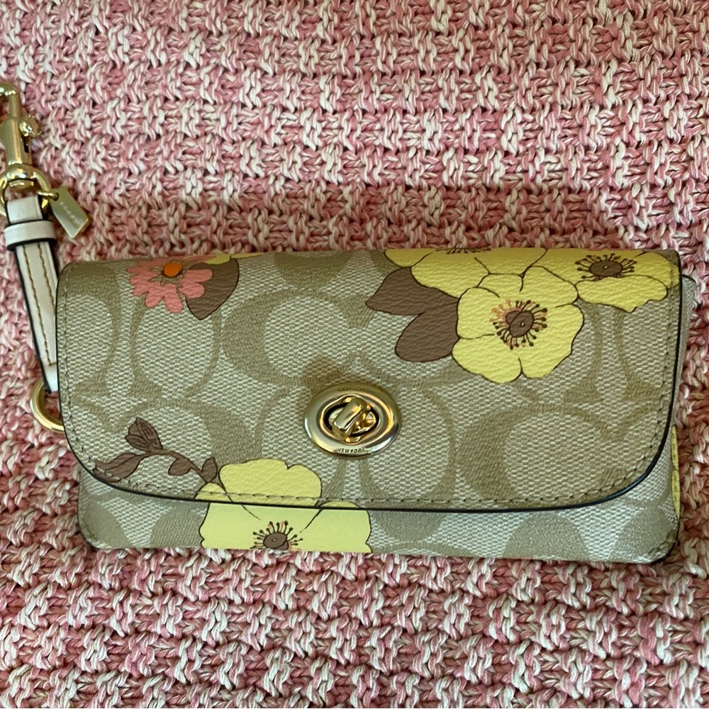 Coach Beige Floral Eyeglass Case
